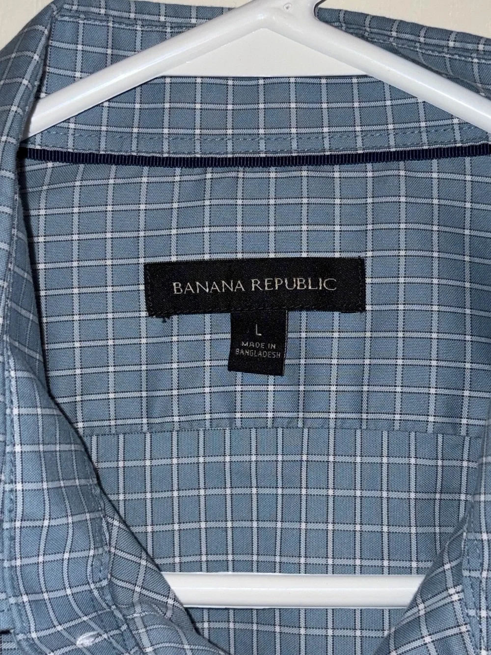 Banana Republic Men’s Light Blue Windowpane Dress Shirt
